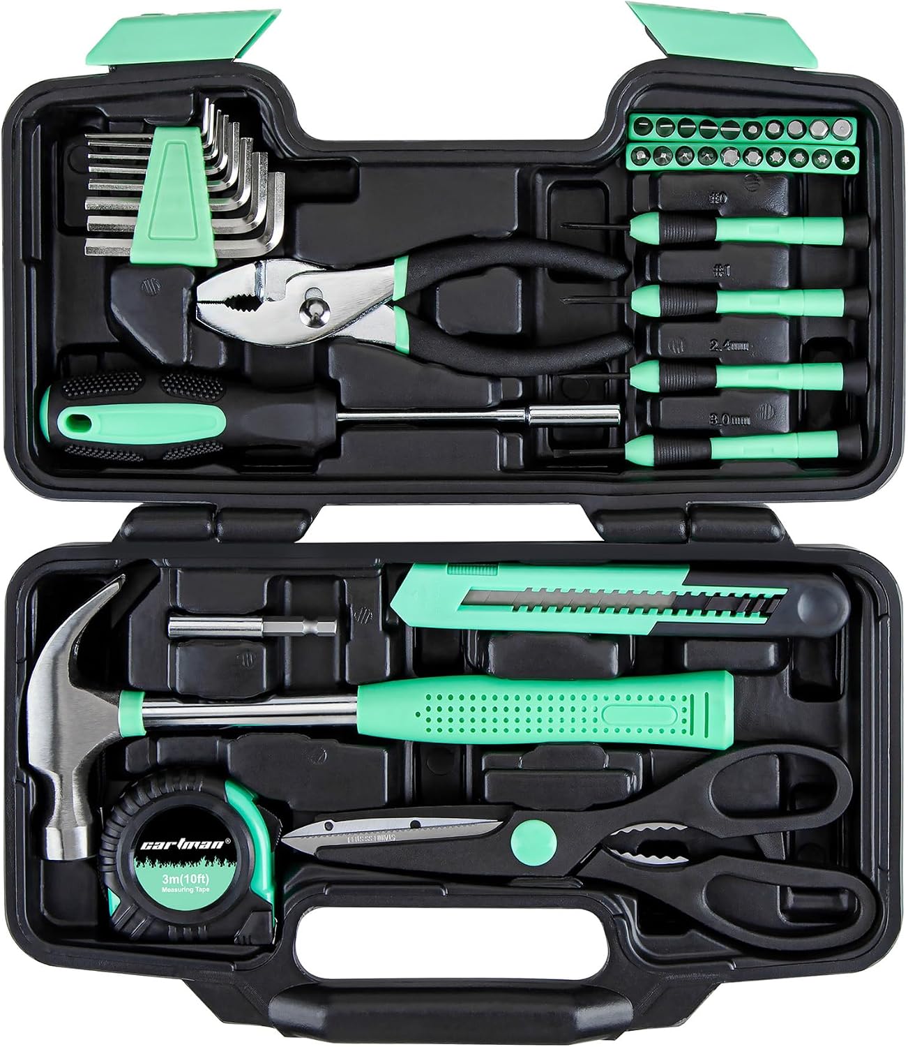 CARTMAN 39-Piece Household Tool Set, Orange Hand Kit With Storage Case | Complete assortment for home repairs, DIY projects, furniture setup, crafting, and daily household fixes in toolbox.