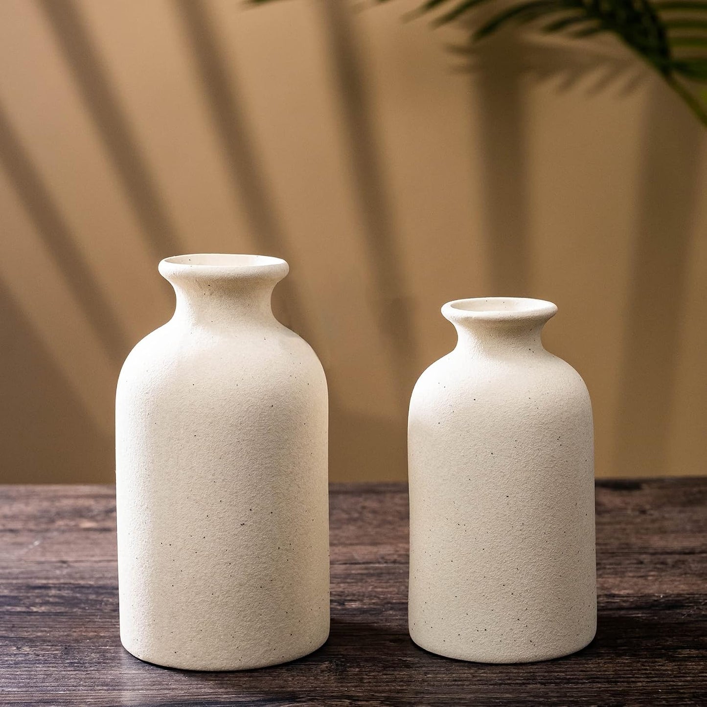 White Ceramic vases Home Decor 2pcs Small vase Set Boho vase Modern Farmhouse Decor (White)