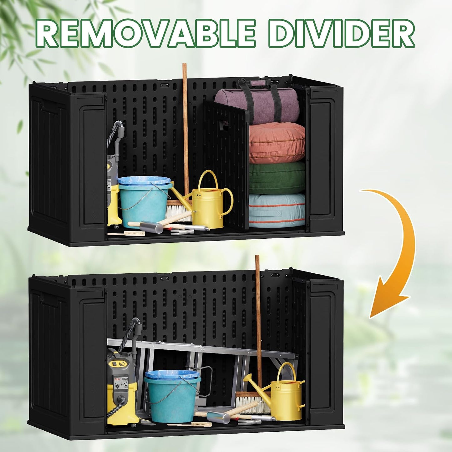Devoko 30 Gallon Resin Deck Box Waterproof Outdoor Storage Box for Patio Furniture Pool Accessories Indoor Storage for Cushion Garden Tools (30 Gallon, Black)