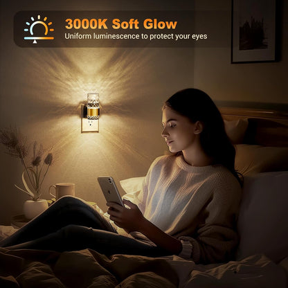 JandCase Motion Sensor Night Light, Night Lights Plug into Wall,3000K Soft White 0-100 LM Dimmable LED Night Light, Motion Activated Nightlight for Bathroom Hallway Decor