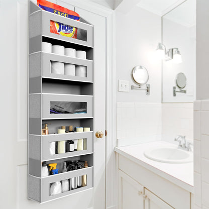 Simple Houseware Extra Large Heavy Duty Over the Door Organizer with 10 Clear Window Pockets, 80 lbs Capacity for Pantry, Closet, Bathroom, Gray