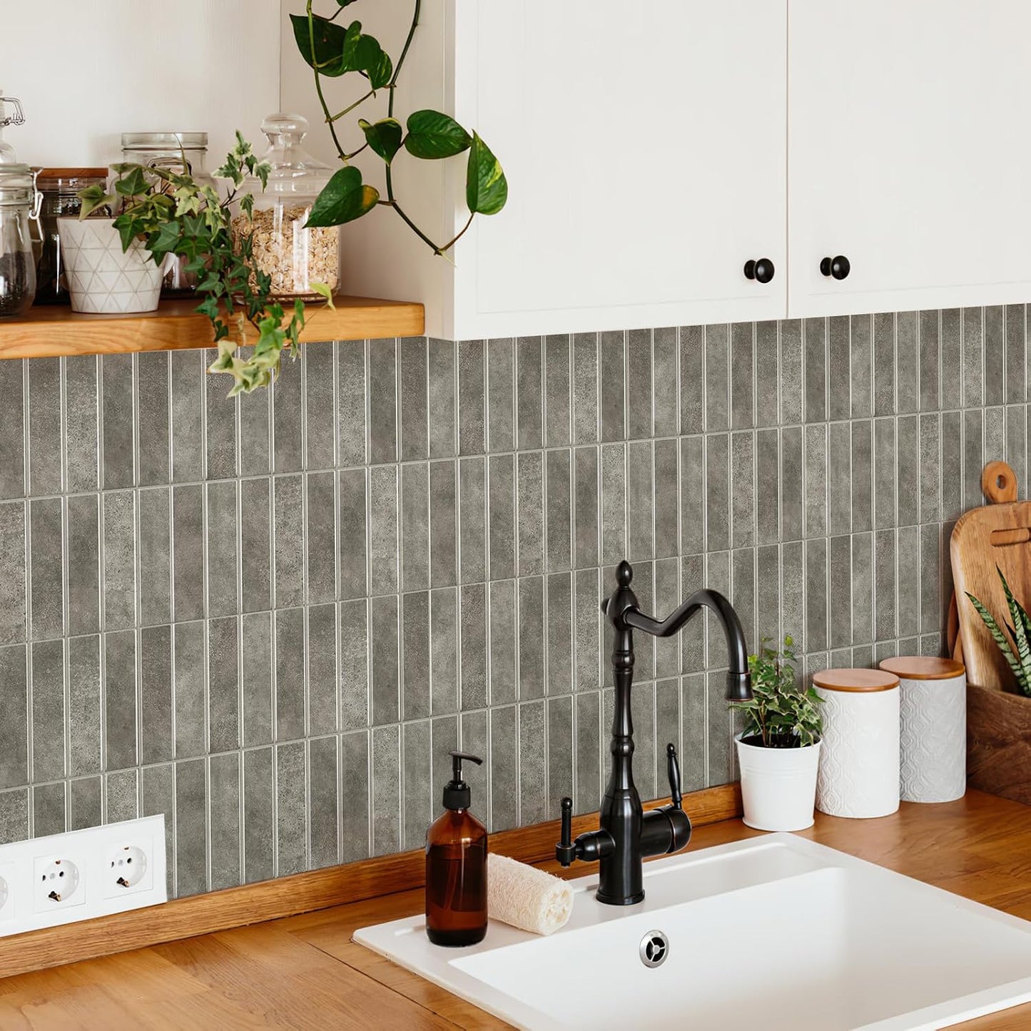 10 Sheets Thicker Design Peel and Stick Backsplash, Self Adhesive Wall Tiles, Stick on Backsplash for Kitchen and Bathroom, 11.8"x11.8",Beige