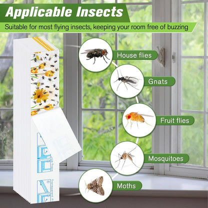 Qualirey 30 Pack XL Window Fly Traps for Indoors, Extra Large Fly Paper Sticky Strips, Waterproof & Non Toxic Clear Sticky Traps for Windows, Bug Catcher for House, Kitchen and Office(15"×3")