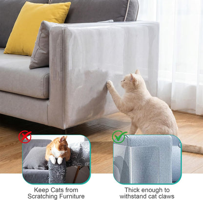 Cat Scratch Furniture Protector, 196.9" x 17.7" Thickened Transparent Self-Adhesive Couch Protector, No Residue Anti-Scratch Cat Claw Proof Pads for Sofa