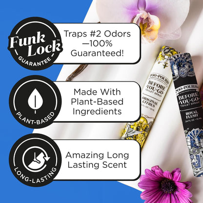Poo-Pourri Before-You-Go Pocket Toilet Spray, Travel Essentials, Royal Flush, 1 Fl Oz, Up to 50 Uses, On-The-Go Bathroom Odor Deodorizer with Essential Oils, TSA Approved Size, Eucalyptus & Spearmint