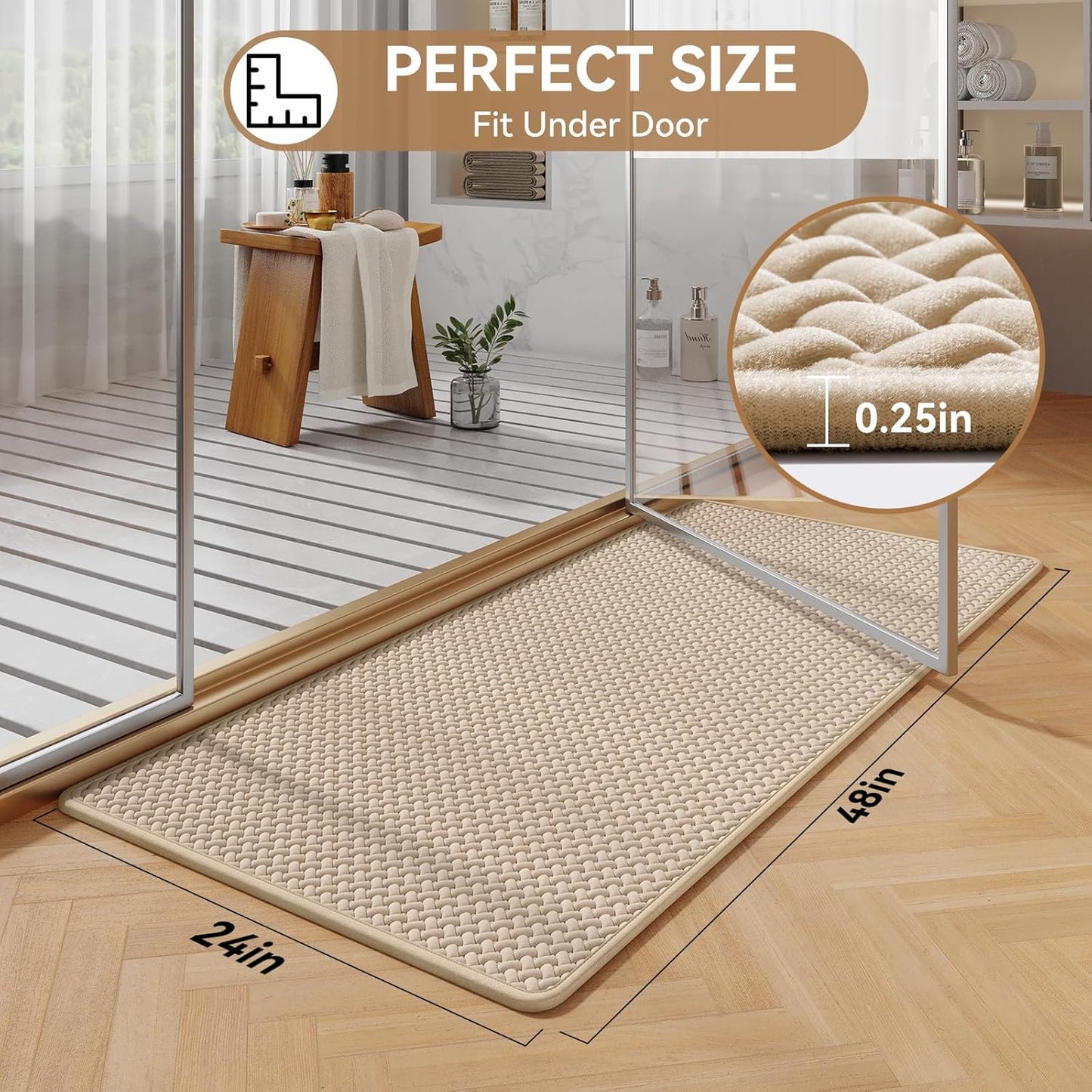 YDKGL Bathroom Rugs Non Slip, Super Absorbent Quick Dry Bath Mats for Bathroom, Foam Weave Texture Thin Bath Rugs Washable with Rubber Backing Fit Under Door Outside Shower,16" x 24“