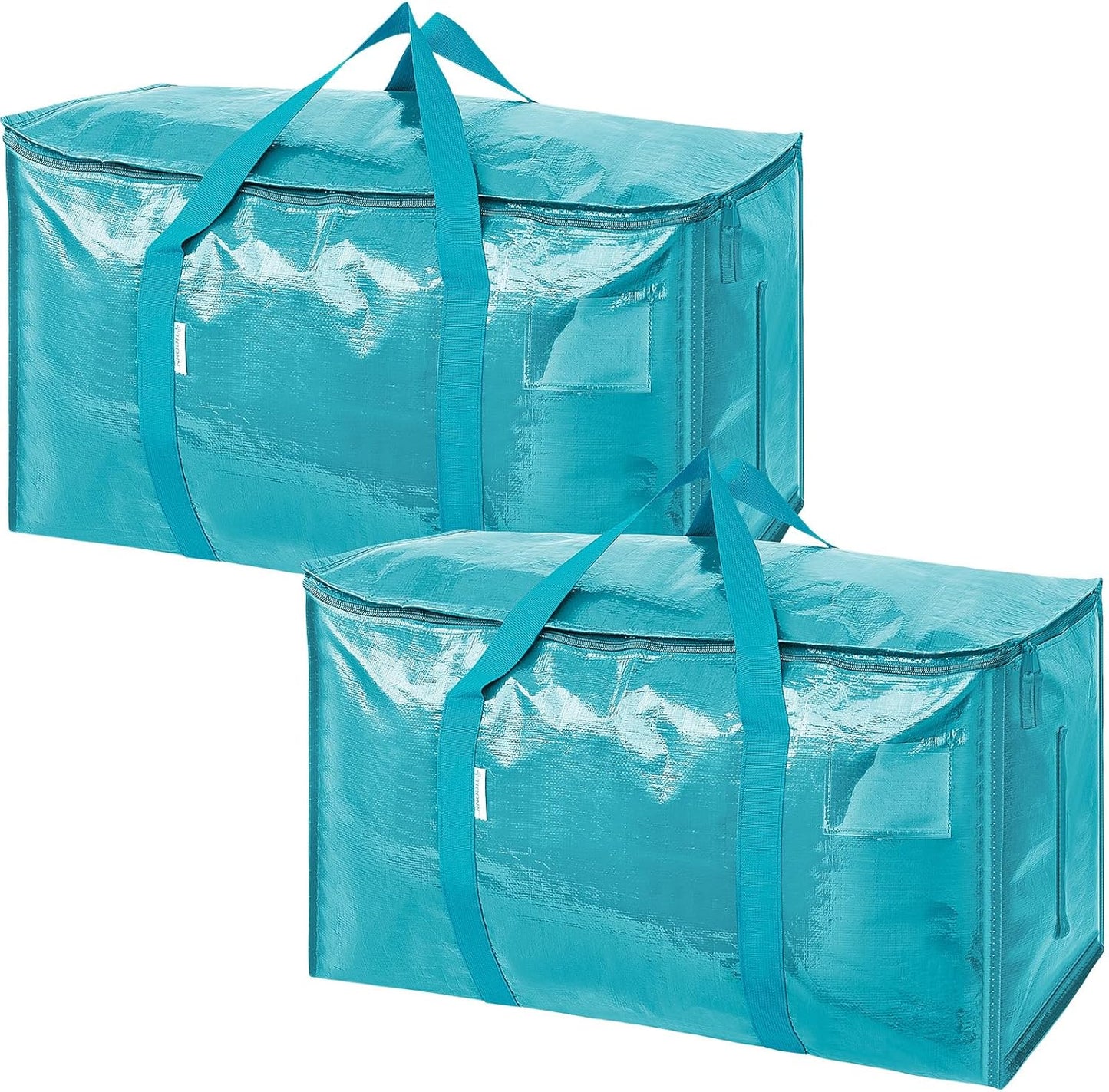 TICONN 4 Pack Extra Large Moving Bags Heavy Duty with Zippers & Carrying Handles, Durable Storage Bags Moving Boxes for Closet Organizers and Storage (4 Pack, Blue)
