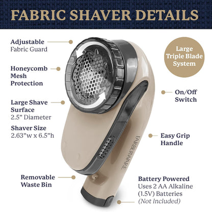 Farberware Fabric Shaver & Lint Remover for Clothes – Battery Operated Lint Shaver with Triple Blades, Sweater Shaver to Remove Pilling for Clothing, Couch, Furniture, Fuzz, Lint Balls