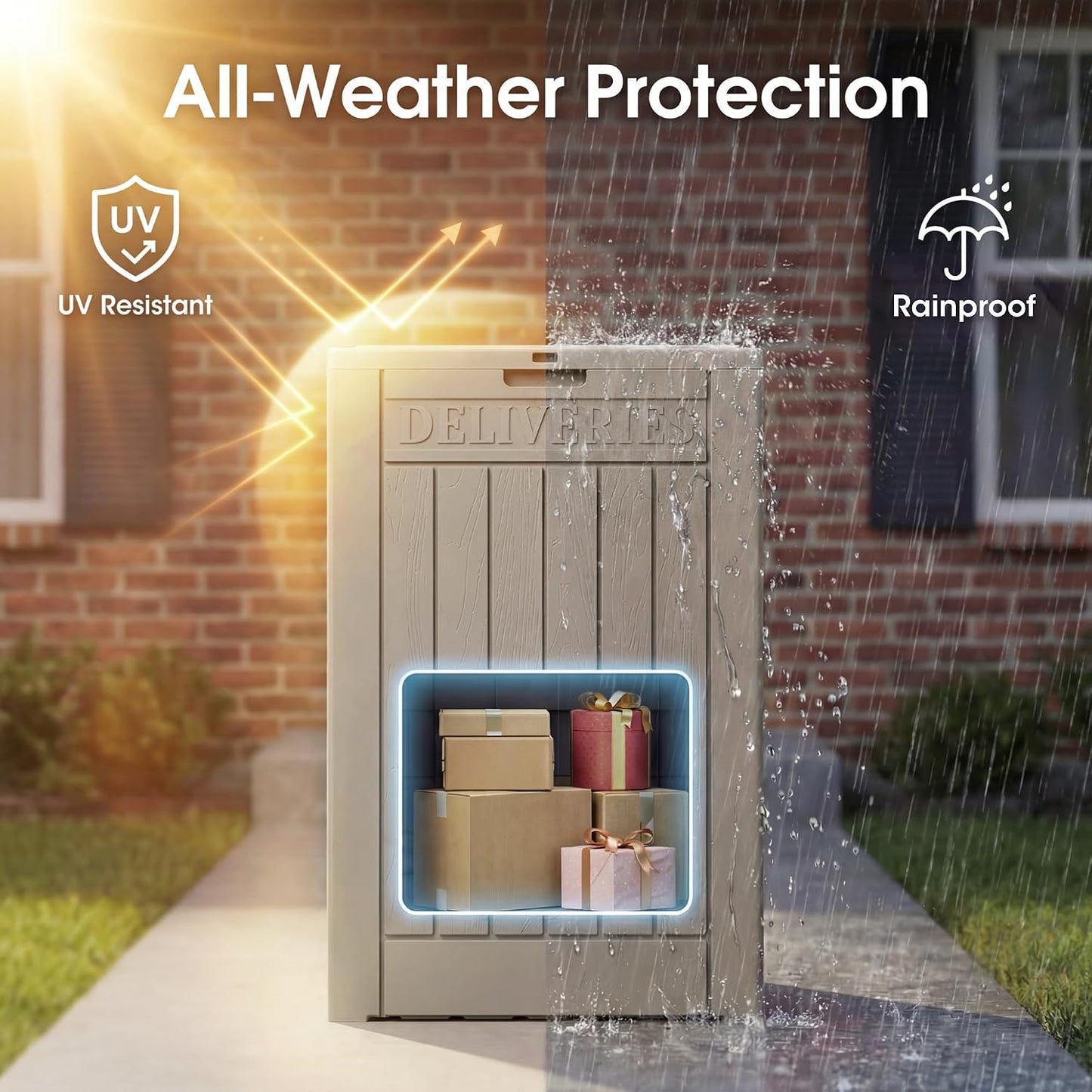 Greesum Outdoor Storage Box 31 Gallon Storage Box with Lid for Patio Furniture, Garden Tools, Pool Supplies, Waterproof and UV Resistant, Lockable, Dark Black