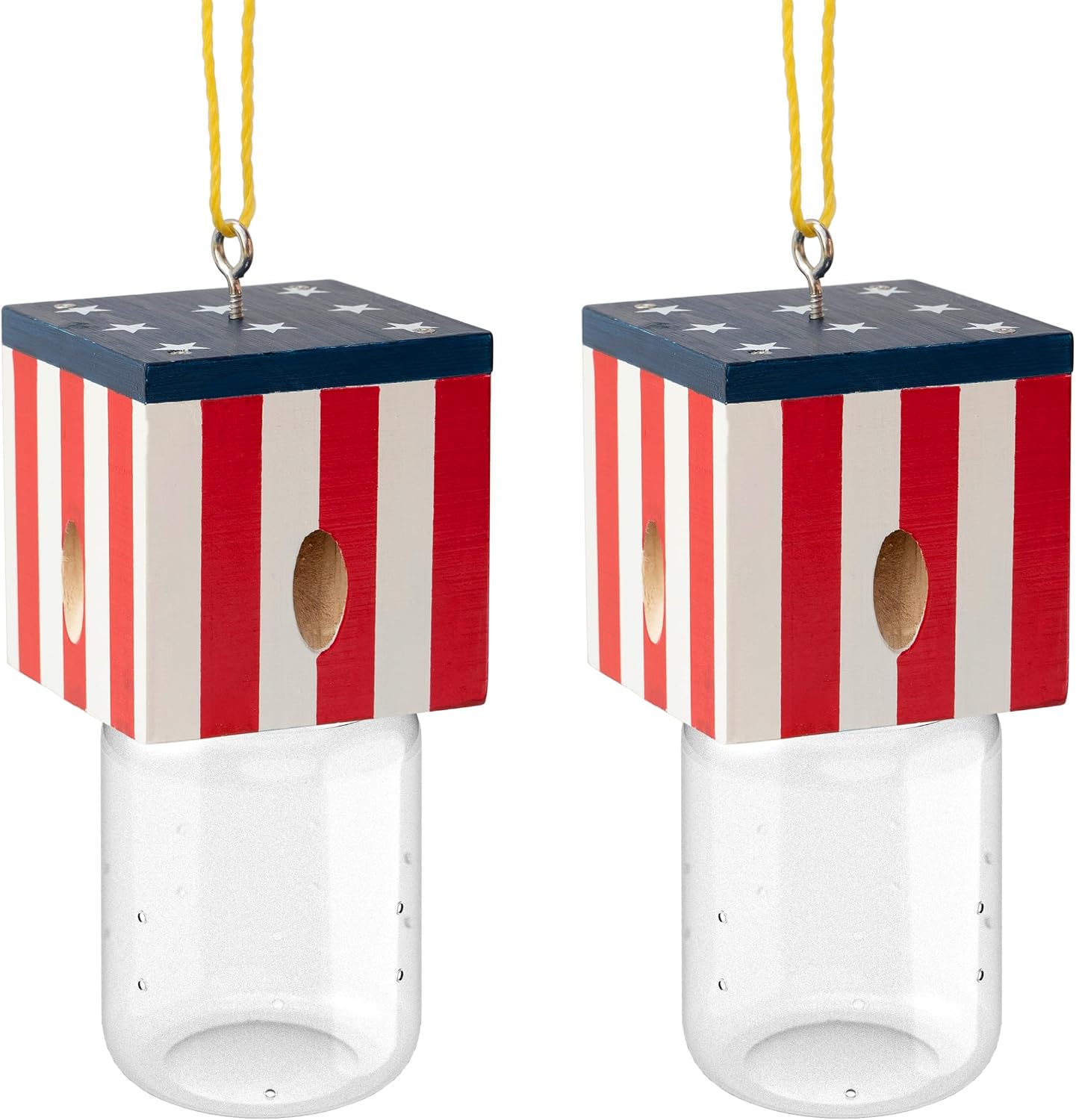 2 PCS Wood Carpenter Bee Trap for Outside - Best Bee Trap - Cube Flag Style Nature Hanging Carpenter Bee Traps Plastic Jar Outdoor - Insect Traps