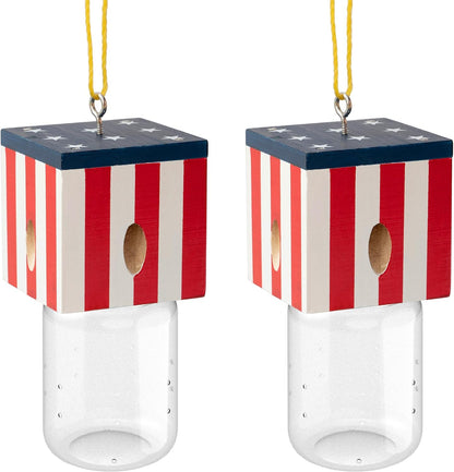 2 PCS Wood Carpenter Bee Trap for Outside - Best Bee Trap - Cube Flag Style Nature Hanging Carpenter Bee Traps Plastic Jar Outdoor - Insect Traps