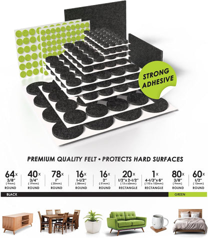 GorillaFelt Chair Leg Floor Protectors/Felt Chair Glides (Set of 16) Tap-On Felt Furniture Pads Guaranteed to Stay On, 1 Inch Round Chair Sliders