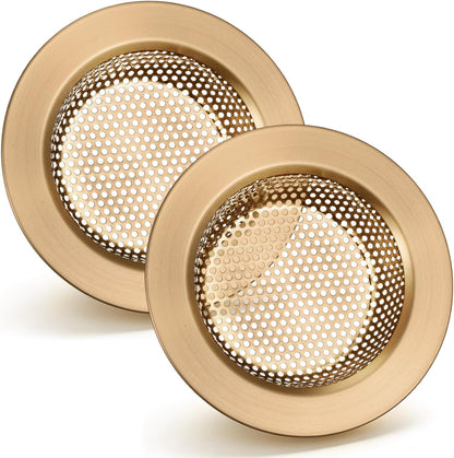 Retisee 2 Pcs Sink Strainer Stainless Steel Kitchen Sink Drain Strainer Basket Cover Mesh Hair Food Catcher, Large Wide Rim of 4.4 Diameter(Brushed Silver)
