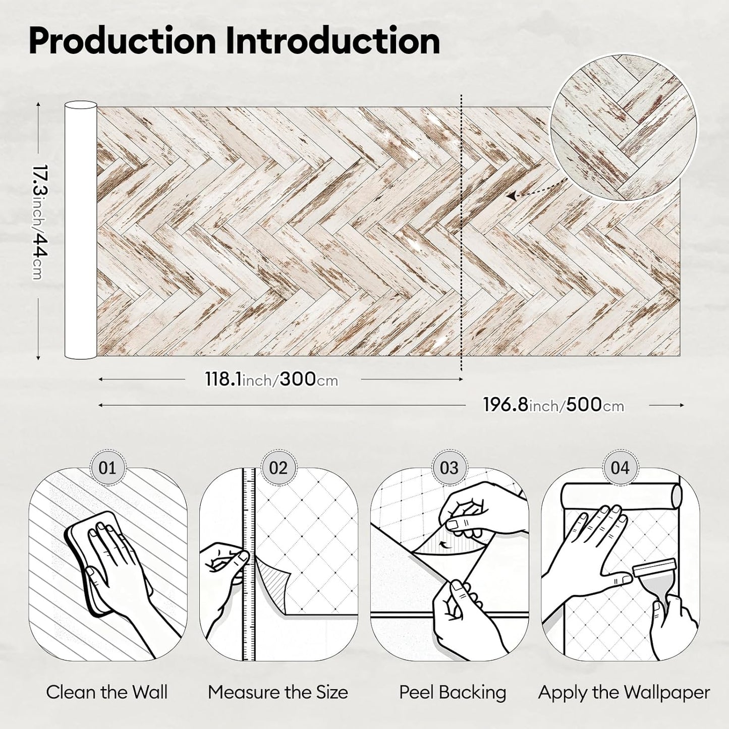 17"x118" Peel and Stick Wallpaper for Renter Friendly, Removable Wallpaper Peel and Stick, Self-Adhesive Textured Contact Paper for Walls, Cabinets, Countertops(Geometric Clay)