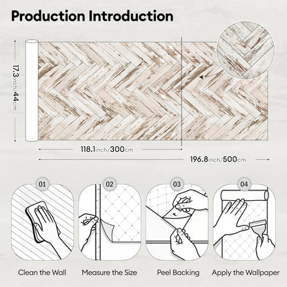 17"x118" Peel and Stick Wallpaper for Renter Friendly, Removable Wallpaper Peel and Stick, Self-Adhesive Textured Contact Paper for Walls, Cabinets, Countertops(Geometric Clay)