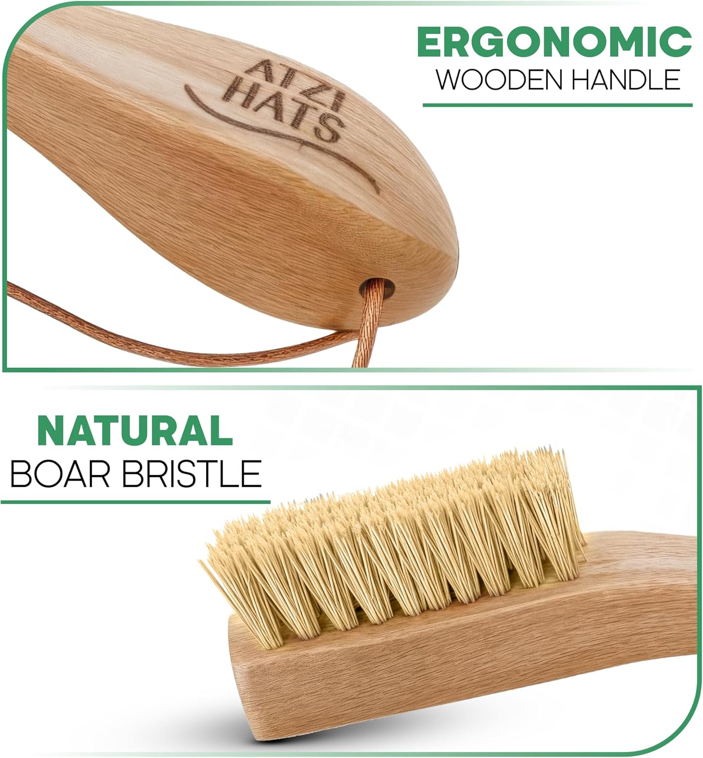 Laundry Stain Remover Clothes Brush Set of 2 Natural Soft Boar Bristle White & Black for Scrubbing Out Tough Stains on Delicate Fabrics, Knits, Cotton, Linens, Small Brush