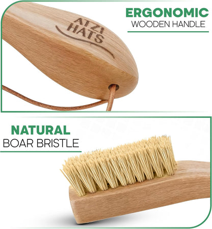 Laundry Stain Remover Clothes Brush Set of 2 Natural Soft Boar Bristle White & Black for Scrubbing Out Tough Stains on Delicate Fabrics, Knits, Cotton, Linens, Small Brush