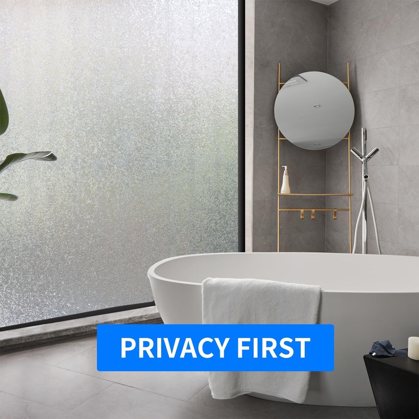 Frosted Window Film, Removable Glass Door Privacy Film, Suitable for Bathrooms, Offices, Static Cling Decorative Film, Reusable Window Stickers (Pure, 17.5X78.7 Inch)