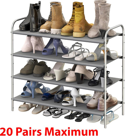 Simple Houseware 3-Tier Shoe Rack Storage Organizer, Grey – Space-Saving Shoe Shelf, Holds 9–16 Pairs, Sturdy Metal Frame, Easy Assembly – Closet, Entryway, Bedroom Shoe Storage Solution