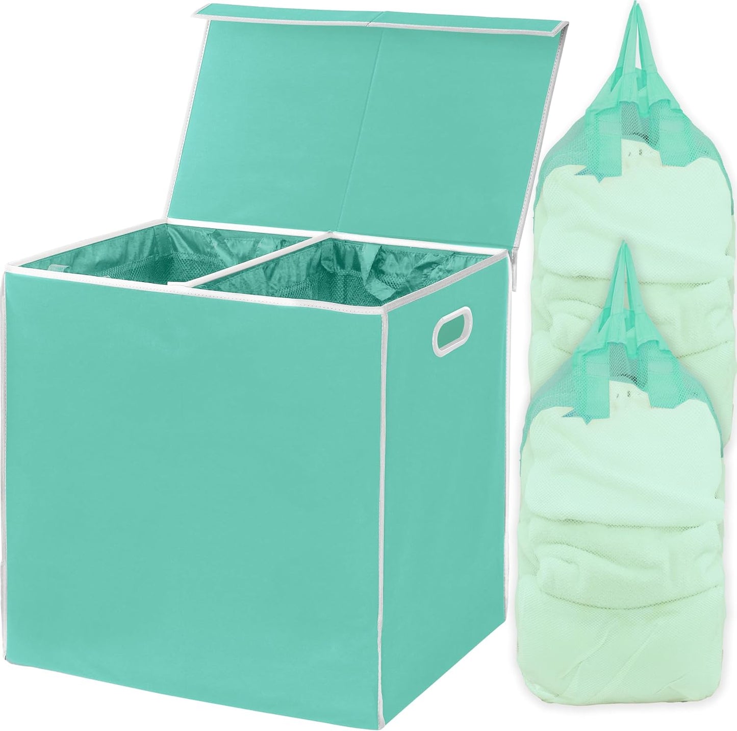 Simple Houseware Double Laundry Hamper with Lid and Removable Bags, Black