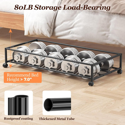 Yecaye Under Bed Storage with Wheels, 2 Pack Under Bed Storage Containers, 60L Underbed Shoe Storage with Clear Window & Label, Rolling Under Bed Metal Drawer for Clothes, Shoes, Books, Blankets