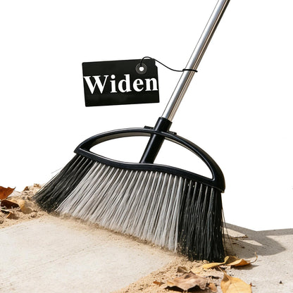 Commercial Heavy Duty Outdoor Broom, 15.7" Extra Wide Angle Broom with 4-Layer Stiff Bristles, Adjustable 38-53.5" Handle for Patio Garage Garden Yard Concrete (Red)