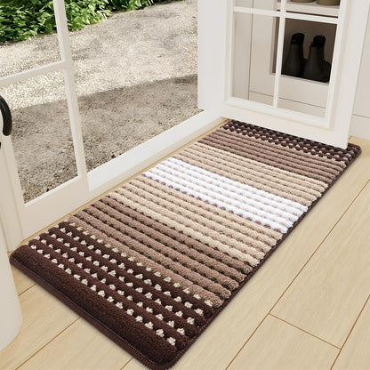 Kitinjoy Indoor Outdoor Door Mat, 32x20 Non-Slip Absorbent Dirt Trapper, Low-Profile Washable Inside Entrance Front Floor Mat, Sturdy Soft Entry Doormats for Entryway, Grey