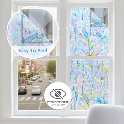 Finnez Window Privacy Film 3D Static Cling Window Film, No Glue Heat Control & 96% UV Blocking for Home Office, Decorative Frosted Glass Cover 17.5 Inch x 6.5 Feet