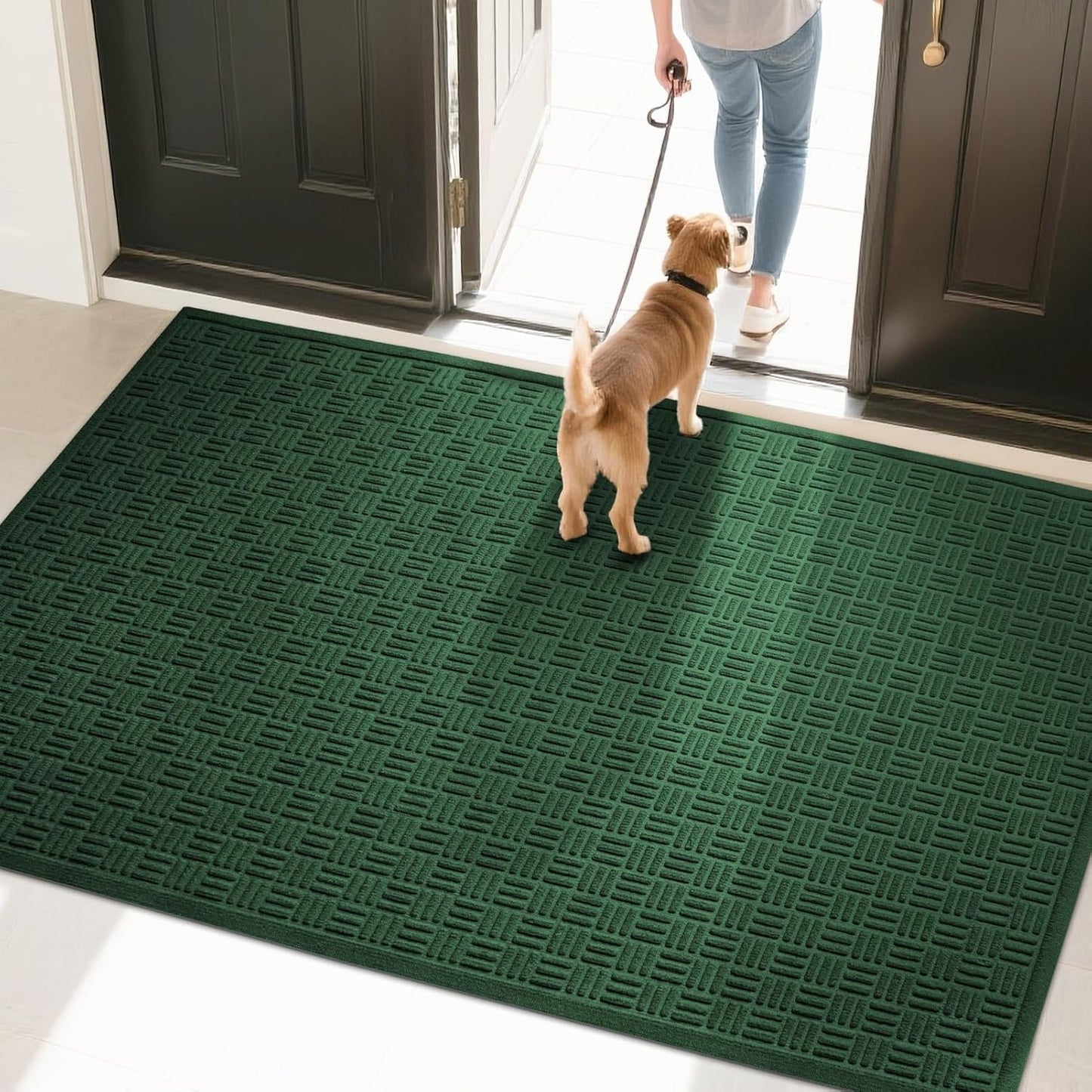 Mibao Front Door Mat, Heavy Duty Durable Welcome Mat for Outdoor Indoor, Dirt Trapper Waterproof Super Absorbent Door Mat for Entryway Outside Patio Porch, 29.5" x 17", Grey