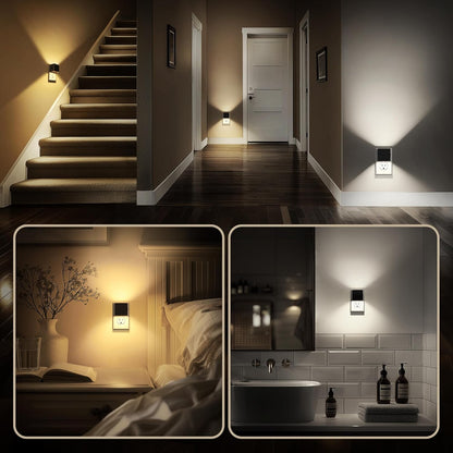 DORESshop LED Motion Sensor Night Light [2 Pack], Plug in Night Light, Dusk to Dawn Night Light Motion Sensor, 3 Level Brightness Adjustable Night Lights for Adults, Bedroom, Bathroom, Hallway, 3000K