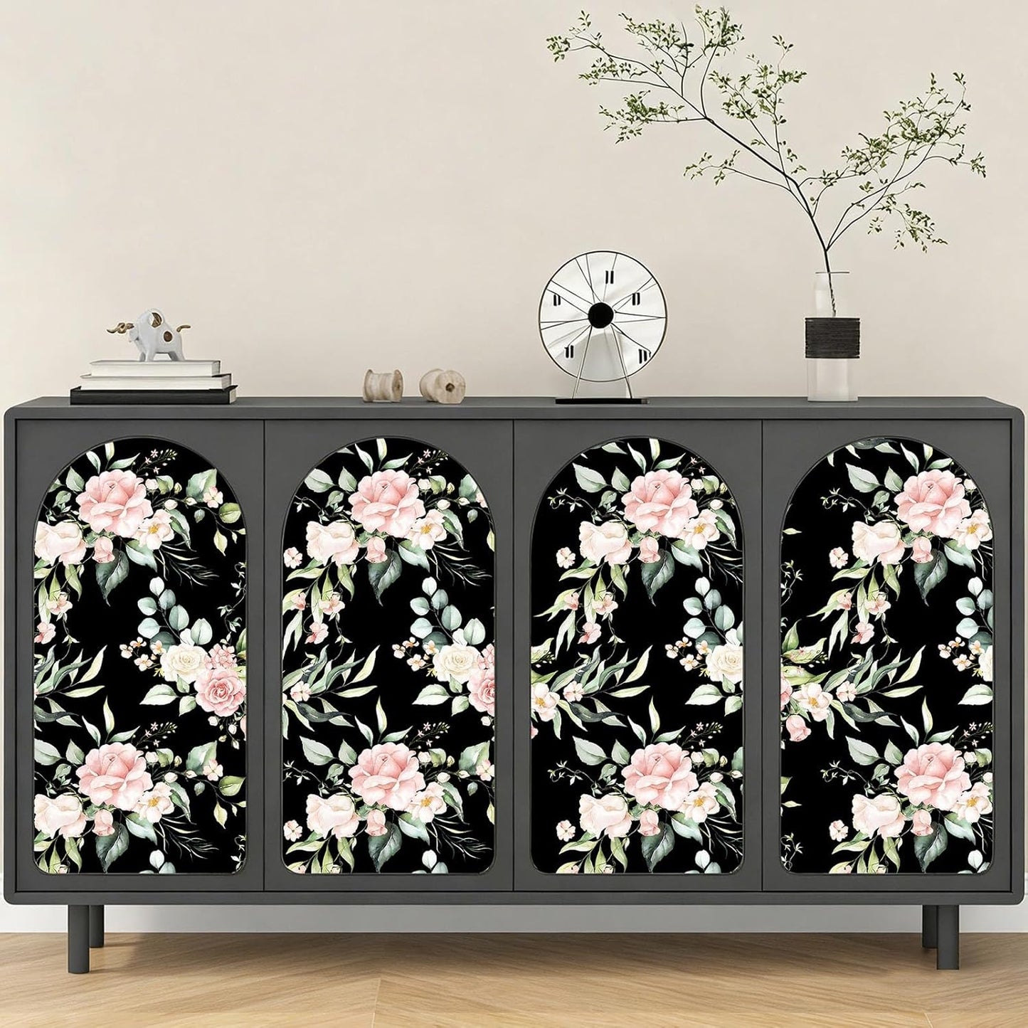 Pink Floral Peel and Stick Wallpaper Self Adhesive Removable Thick Vinyl Watercolor Botanical Flower Accent Wall for Bedroom Bathroom Living Room Renter Friendly 17.7" x 118"