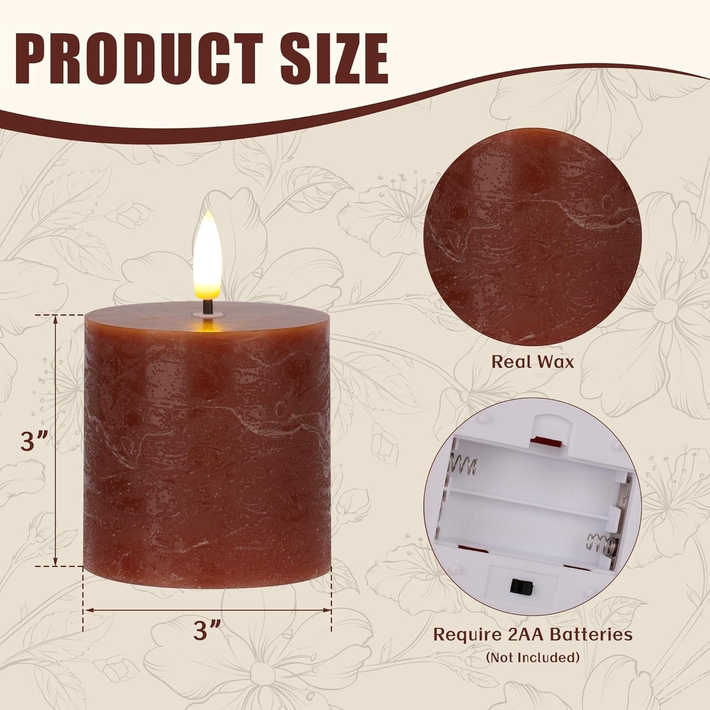 White Flameless Candles Set of 3 (3"x3") Battery Operated LED Pillar Candles with Remote and Timer, Real Wax Flickering Candles for Fireplace Bedroom Living Room Home Decor and Indoor Use