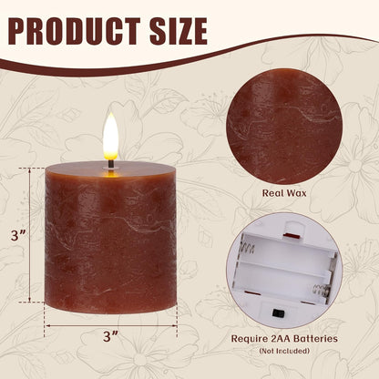 White Flameless Candles Set of 3 (3"x3") Battery Operated LED Pillar Candles with Remote and Timer, Real Wax Flickering Candles for Fireplace Bedroom Living Room Home Decor and Indoor Use