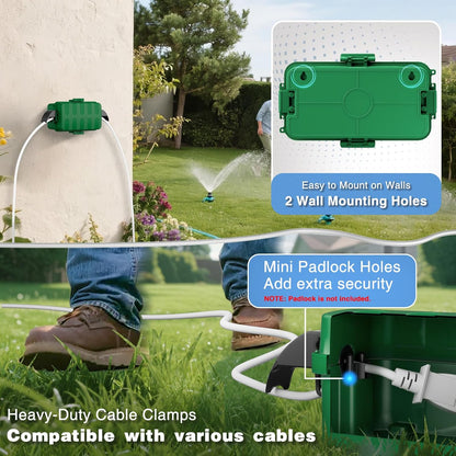 FLEMOON IP55 Outdoor Electrical Box Waterproof with Detachable Awning Covers, 7.1 * 3.9 * 2.4 inch Weatherproof Extension Cord Cover, Easy Installation for Outdoor Plug, Outlet, String Lights, Black