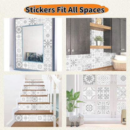 PVC Peel and Stick Tile Stickers 24Pcs Waterproof Removable Backsplash Wall Decals Self-Adhesive Subway Stickers for Kitchen Bathroom RV Instant DIY Upgrade Sticker (Style D, 3.94 x 3.94 Inch)