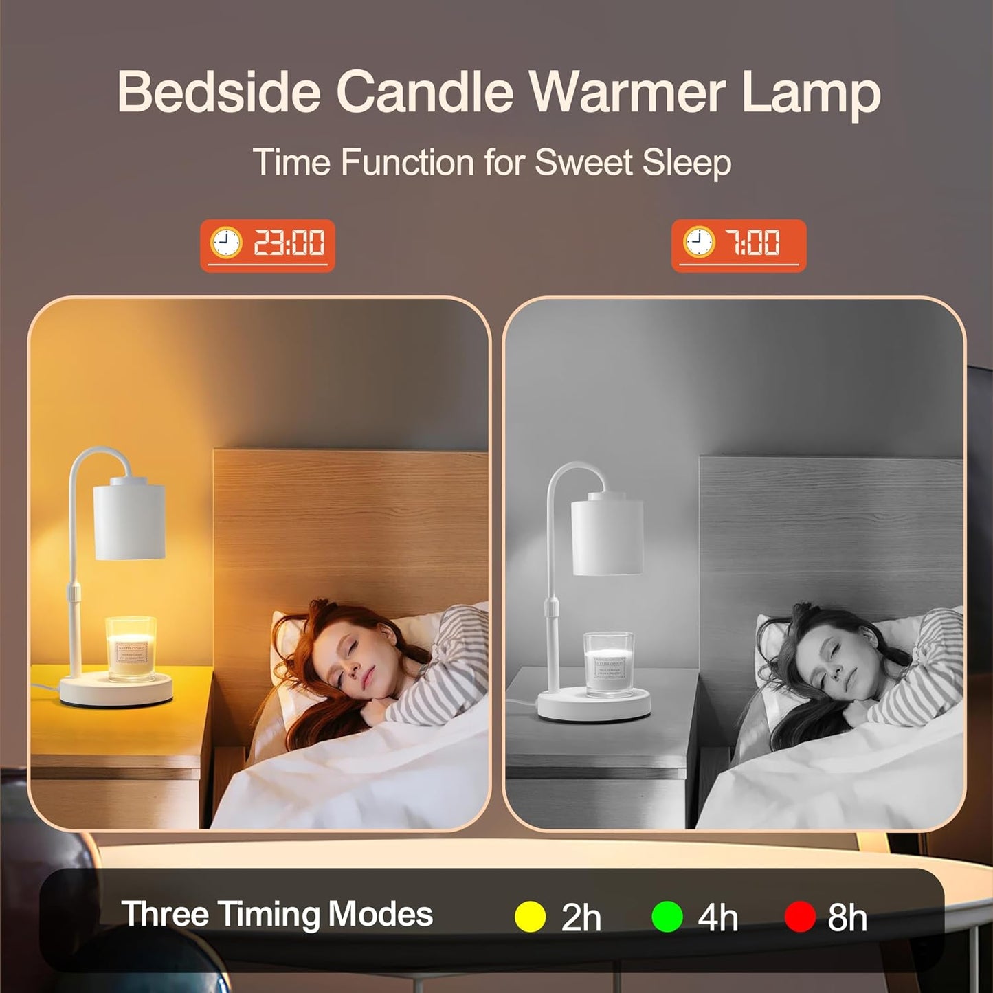 CASTLELIFE Dimmable Candle Warmer Lamp with Timer, Height Adjustable Candle Warmer for Jar Candles, Electric Wax Melt Warmer for Home Decor House Warming Gifts, Birthday Gifts for Women, Black Clear