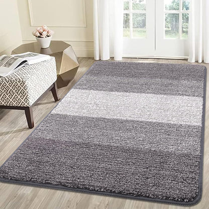 Kitinjoy Indoor Outdoor Door Mat, 32x20 Non-Slip Absorbent Dirt Trapper, Low-Profile Washable Inside Entrance Front Floor Mat, Sturdy Soft Entry Doormats for Entryway, Grey