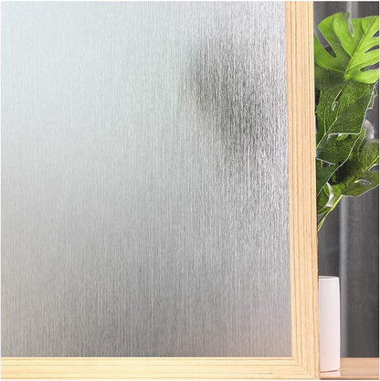 Frosted Window Privacy Film - Brushed Silver Static Cling Glass Film for Bathroom, Day and Night Door Privacy Film Window Cover to Stop Dog Barking, 17.5x78.7 Inch, Pure