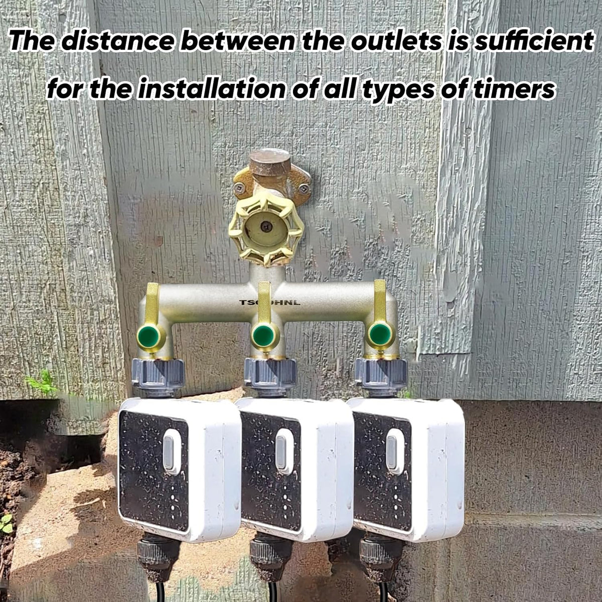 Heavy Duty Brass Garden Hose Splitter, 2-Way Faucet Splitter with 2 Extended Metal Handles, Outdoor Hose Splitter, GHT 3/4-Inch Heavy Duty Hex Female Inlet and 3/4-Inch Male Outlet, Nickel Plated