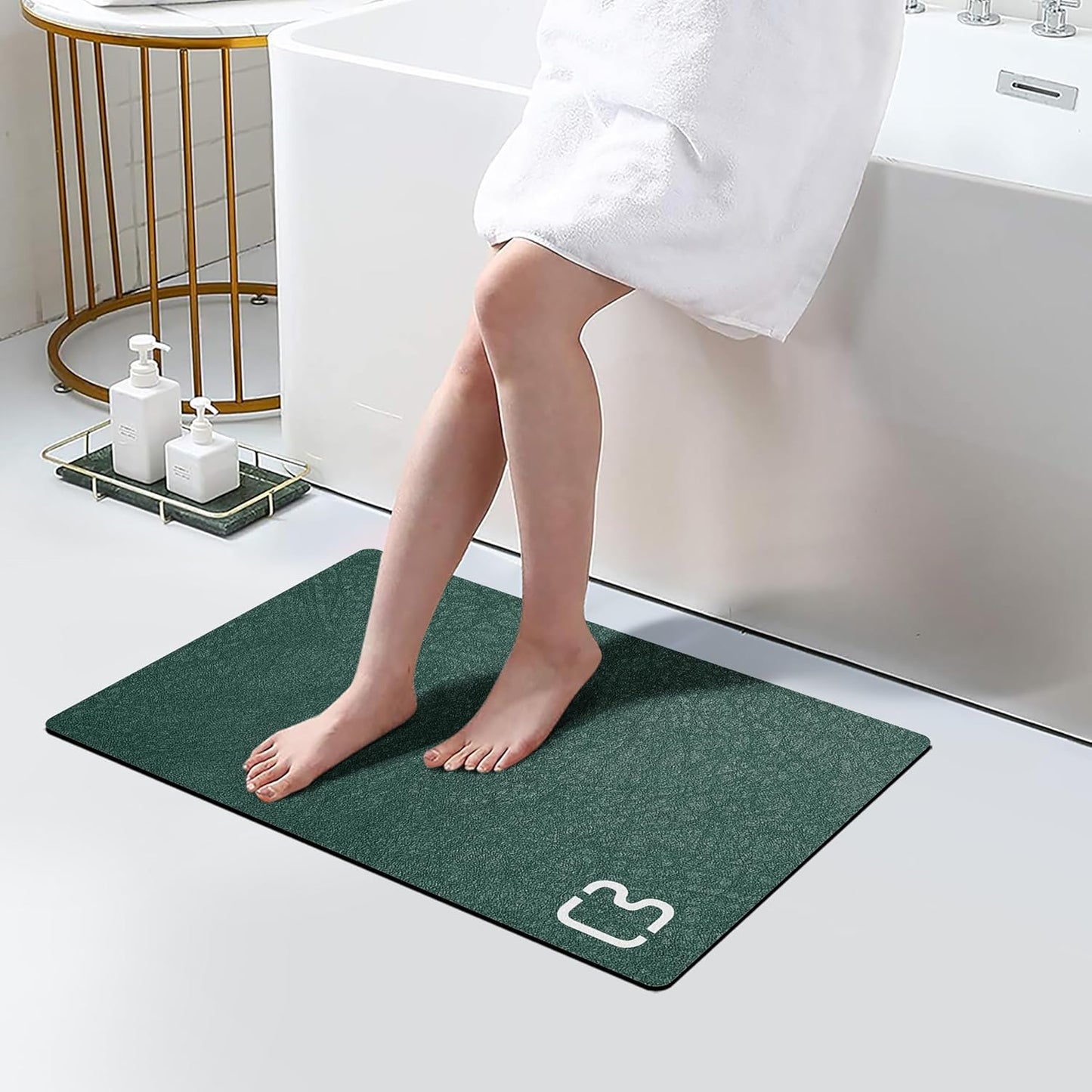 Diatomaceous Earth Bath Mat Rugs Super Absorbent Diatomite Stone Bath Mat Non Slip Quick Dry Thin Bathroom Mat Fit Under Door, Floor Rugs in Front of Bathtub, Shower Room, Sink,15.7"x23.6", Grey