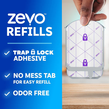 Zevo Flying Insect Trap Official Refill Cartridges - Fits Zevo Trap and MAX Indoor Fly Trap, Trap+Lock Technology Fly Trap Refill for Gnats, House Flies & Fruit Flies (8 Official Refill Cartridges)