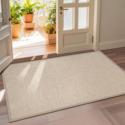 LEKEEPGO Door Mat 17"x29", Non Slip Door Mat Indoor Entrance, Rubber Backing Indoor Door mats Washable Absorbent Low-Profile Doormat Front Entryway Entry Resist Dirt Inside Door Mats, Khaki