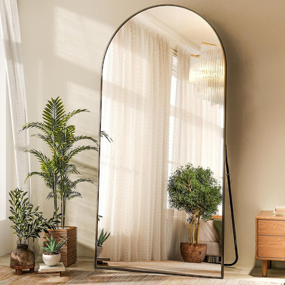 HARRITPURE 64"x21" Arched Full Length Mirror Free Standing Leaning Hanging Mounted Mirror Aluminum Frame Modern Simple Home Decor for Living Room Bedroom Cloakroom, Gold