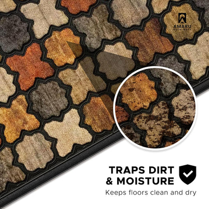 Extra Durable, Superior Absorption, Front Door Mat for Outdoor & Indoor - Welcome Mat for Entryway, Entrance, Patio, Porch - Waterproof, Non-Slip Backing, Coarse Fibers (Scales,17x29)