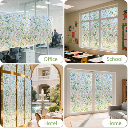 Finnez Window Privacy Film 3D Static Cling Window Film, No Glue Heat Control & 96% UV Blocking for Home Office, Decorative Frosted Glass Cover 17.5 Inch x 6.5 Feet