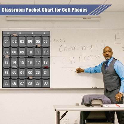 Loghot 36 Numbered Pockets Classroom Pocket Chart for Cell Phone Holder | Wall Door Hanging Pocket Organizer for Phone Calculator Holder, Phone Pouch for School Classroom & Office Phone Management