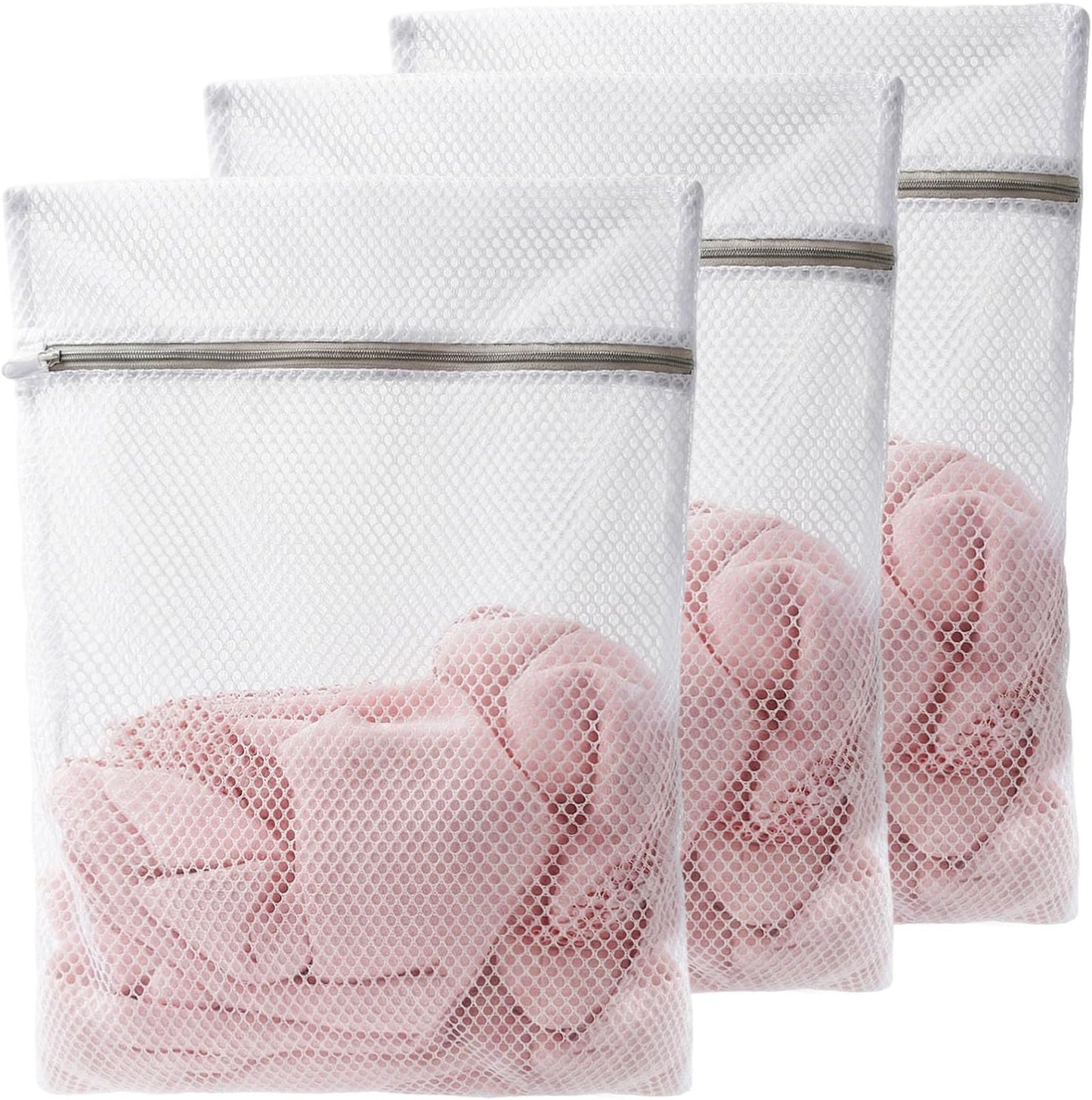 Mesh Laundry Bags for Delicates,16 x 20 Inches Honeycomb Zippered Washing Bags for Lingerie and Delicate Garments, 3 Pack