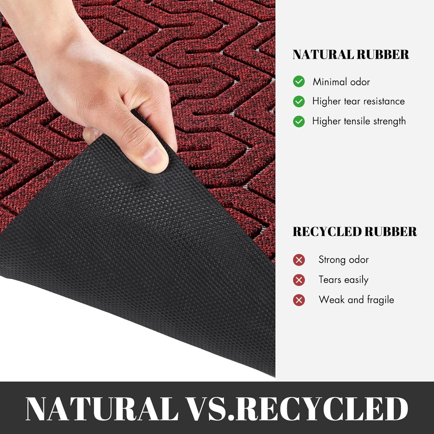 Yimobra Front Door Mat Outside Entrance 29.5x17, Waterproof Heavy Duty Outdoor Mats for Front Door, Non Slip Rubber Entry Mat for Garage Patio Indoor, Grey