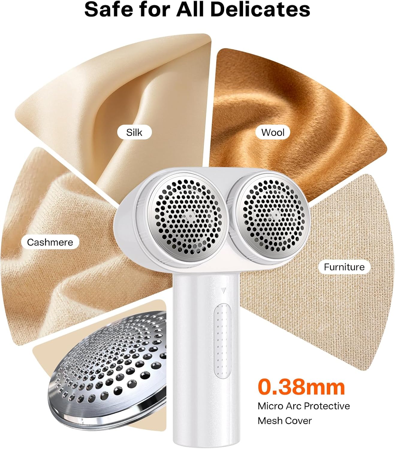 TORRAS Rechargeable Fabric Shaver Electric Lint Remover 3-Speed Remove Fuzz, Pilling for Cashmere, Wool, Clothes, Sweater, Coat, Furniture, Clothes depiller with Replacement Blades