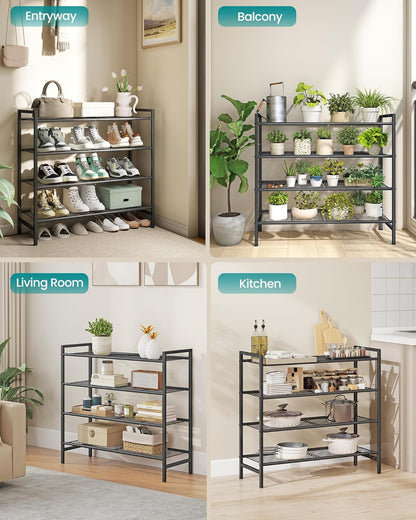 SONGMICS Metal Shoe Rack, Free Standing Shoe Organizer for Entryway Closet Garage Small Spaces, Heavy-Duty Slim Steel Storage Shelf, 8-Tier, Fits 16-24 Pairs, Bronze ULMR028A01